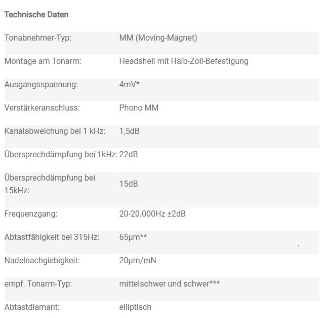 Technische Daten Ortofon Super OM 5 - Teil 1