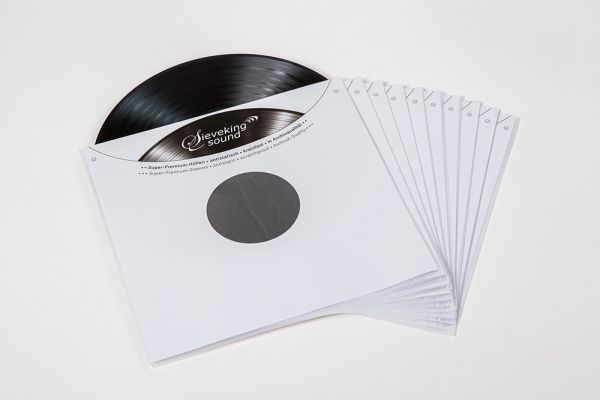 Detailansicht Sieveking Sound Super Premium Inner Sleeves – Labelaussparung und HDPE-Schichtaufbau