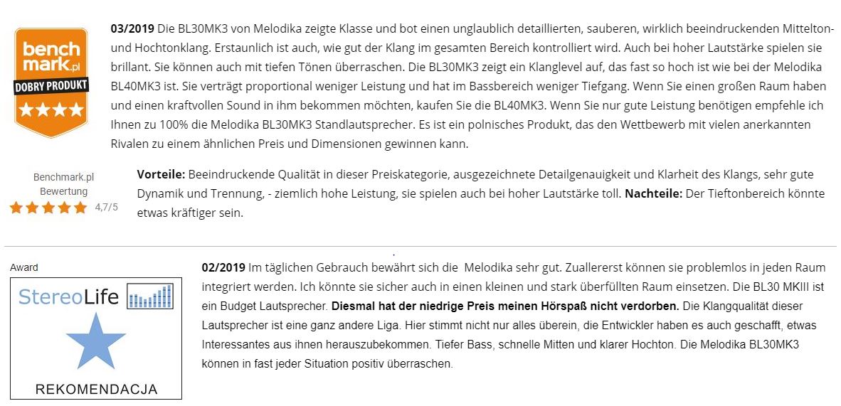 Melodika BL30MK3 Rezensionen Polen Hifi