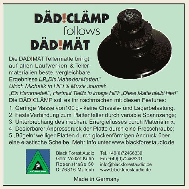 DÄD!CLÄMP - Plattenklemme - Black Forest Audio