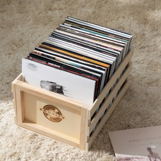 Schallplattenkiste - Naturholz - Crosley